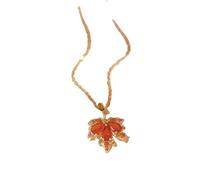 ZIAFRPN Moda Reddito Rosso Foglia d'Acero Collana Donna Moda retrò Una Notte Conoscendo Autunno Rosso Foglia d'Acero Collare Catena Regalo