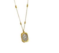 ZIAFRPN Moda retrò Solo Amore Una Collana Quadrata Rosa nicchia Carino Specchio Magico Rosa Coppia Ciondolo clavicola Catena Fascino Regalo