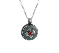 ZIAFRPN Moda retrò Stile Etnico Collana con Ciondolo Rubino da Donna Elegante Stile Palazzo Accessori da Ballo Gioielli Regalo