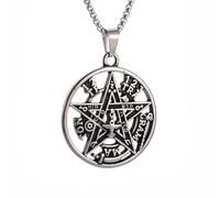 ZIAFRPN Moda Stregoneria Pentagramma Pendente Uomini Tetragrammaton Ebraico Collana Amuleto Vintage Uomini