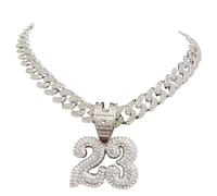 ZIAFRPN Moda Uomini Donne Hip Hop Numero 23 Collana con Pendente con Catena Cubana di Cristallo 13mm Collane Hiphop Glaçed out Moda Charm