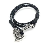 ZIAFRPN Moda Viking Axe Charm Lupo Corvo Amuleto Slavo Norse Accessori in Pelle da Uomo Fatto A Mano Intrecciato Wrap Pirata Bracciale prezzie