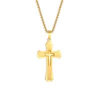 ZIAFRPN Mprainbow Mens 3-Layers Croce Collane, Impermeabile in Acciaio Inox Fede Ciondolo Collare con Scatola Catena Preghiera Gioielli