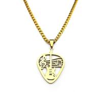 ZIAFRPN Musica Rock Chitarra Pick Collana per Donne/Uomini in Acciaio Inox Punk Musicale Basso Nota Catena Partito Regalo Gioielli 8418-QKC