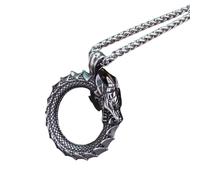 ZIAFRPN Never Fade Men in Acciaio Inox Auto-divoratore Ouroboros Valknut Amuleto Drago Ciondolo Collana con s Box