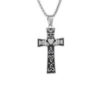 ZIAFRPN Nodo Celtico dell'Annata Trinità Claddagh Cuore Collana Nodo Irlandese Croce Pendente Uomini Donne Amuleto Religioso Gioielli congratulazioni Regali