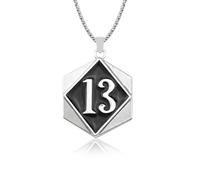 ZIAFRPN Numero 13 Ciondolo Gioielli Alta Lucidata Collana di Moda Colore Argento Intagliato Parola Biker Uomini Pendente Collana