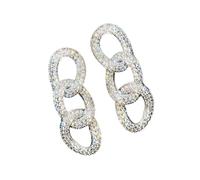 ZIAFRPN Orecchini a Catena a Maglie da Donna squisiti Full Bling Bling Cubic Modern Fashion Accessori Femminili Statement Jewelry