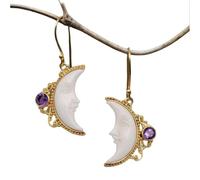 ZIAFRPN Orecchini squisiti Luna Bianca Rotondo Viola Pietra Gioielli Oro Orecchini Regalo del Partito