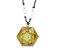 ZIAFRPN Orgone 7 Chakra Collana di Pietra Esagono Metatron Cubo Ciondolo Minerale Yoga Guarigione Meditazione Donna Uomo Orgonite Gioielli