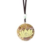 ZIAFRPN Orgonite Collana Ametista Colore Oro Pendente Fiore di Loto Om Aum Orgon Energia Reiki Chakra Meditazione Donna Gioielli