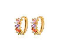 ZIAFRPN Pendientes de ARO de circonita cúbica arcoíris para Mujer 2023 Pendientes redondos de tendencia Regalos de joyería de lujo Regalos de Moda