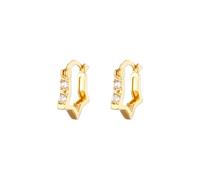 ZIAFRPN Pendientes de ARO de Estrella hueca de circonita para Mujer Pendientes Huggie de Color Dorado 2025 Tendencia Joyería de boda pendientes muje Regalos de Moda