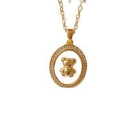 ZIAFRPN personalità Classica Micro intarsiato Fascino Orso in Acciaio Inox Shell Collana Moda Banchetto Partito Regina