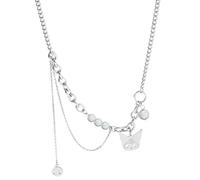 ZIAFRPN Punk Cartoon Steel Riflettente Perla Pendente Collana Catena Spessa per Donna Gioielli Personalizzati Compleanno
