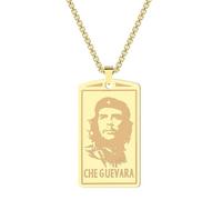 ZIAFRPN Punk Ernesto Che Guevara Ritratto Pendente in Acciaio Inox Tag Collana Laser Grandi Uomini Catena Collane Gioielli Regalo