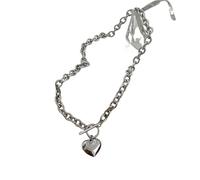 ZIAFRPN Punk in Acciaio Inossidabile Lunga Catena Spessa Toggle Heart Pendant Collana per Donna Uomo Goth Choker Collane 2024 Trend Neck Jewelry