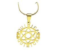 ZIAFRPN Quimica Chimica Lettera Rotondo Cavo Pendente Collana per Le Donne in Acciaio Inox Moda Catena Gioielli Regali 8210-QKC