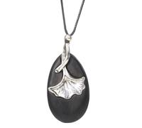 ZIAFRPN Reiki Legno Ginkgo Foglia Collana Ciondolo Ovale Fortune Craft Legno Maglione Lungo Catena Meditazione Guarigione Donna Gioielli