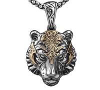 ZIAFRPN Retro Domineering Testa di Tigre Pendente Collana Animale Adatto per Moda Uomo Punk Rock Hip Hop Trend Gioielli congratulazioni Regali