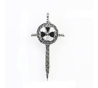 ZIAFRPN retrò Etnico Celtico Nodo Campo di Battaglia Spada Spilla Gaelico Scozzese Pin Trifoglio Fortunato Coltello Distintivo Corpetto Donna Uomo Gioielli Regalo