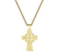 ZIAFRPN retrò Uomo Grande Croce Nodo Celtico Ciondolo Collana Donne Uomini Trinità Irlandese Charm Croce Celtica Catena