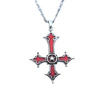 ZIAFRPN Rosso Bloody Croce Invertita Pendente Collana Vintage Croce Gotica Ciondolo Diavolo Lucifero Satana Satanico Gioielli