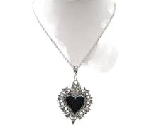 ZIAFRPN Sacri Cuori Fiammeggianti, Sacro Fiammeggiante Corazon, Ex-Votos Cuori, Messicano Milagros Collana, Burning Heart Collana, Gioielli Gotici,