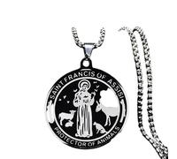 ZIAFRPN San Francesco D'ASSISI PROTETTORE degli Animali Chiesa in Acciaio Inox Indossa medaglie collane Gioielli pingente Masculino N3246