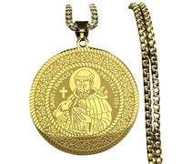 ZIAFRPN San Francesco Proteggi Noi Collana per Le Donne degli Uomini in Acciaio Inox Colore Oro Animale Medaglia Catena Amuleto Gioielli