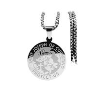 ZIAFRPN San Giuseppe da Cupertino Proteggi Noi Collana Arcangelo in Acciaio Inossidabile Argento Colore Medaglie Collane Gioielli joyeria