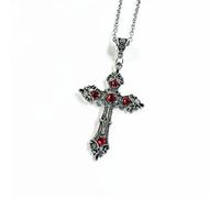 ZIAFRPN Semplice Moda Croce Gotico Barocco Croce Pendente Collana Micro-Set Rosso Cristallo Preghiera Amuleto Regalo PendenteAccessori