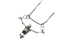 ZIAFRPN Semplice retrò Trend Croce Confessione Teschio Pendente Collana da Uomo Hip Hop Punk Goth Mezzo Teschio Appeso Partito Gioielli Pendente Regalo