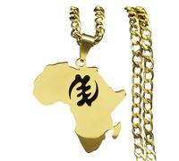 ZIAFRPN Simbolo Africano Adinkra Gye Nyame Mappa Collane per Le Donne Uomini in Acciaio Inox Supremazia di Dio Catena Collana Gioielli 8094-QKC