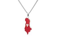 ZIAFRPN Smalto Albania Mappa Collane Donne Uomini Oro Colore Argento Moda Aquila Bandiera Pendente Catena Gioielli Regalo