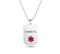 ZIAFRPN Smalto Rosso Medico Allerta Dog Tag Collana in Acciaio Inox Inciso Malattia Ciondolo Collana Gioielli