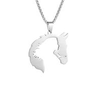 ZIAFRPN Squisita Collana di Animali con Testa di Cavallo in Acciaio Adatta per Uomini e Donne Ciondolo di Moda Hip Hop Trend Party Jewelry