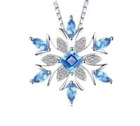 ZIAFRPN Squisito Reddito alla Moda Blu Fiocco di Neve Gioielli Lady Collana Santa Fiocco di Neve Fortunato guardiano Ciondolo Halloween di Buon auspicio