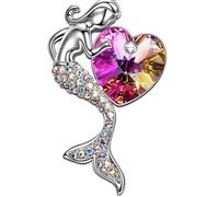 ZIAFRPN Squisito Reddito di Moda Brillante Cristallo Sirenetta Sirenetta Collana da Donna L'Amore guardiano della Sirena Romantico Amore Regalo