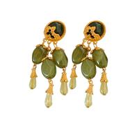 ZIAFRPN Stile Vintage Lungo Verde Oliva Nappa Spalla Ampio orecchino borchia Barocco Cena Palazzo Barocco orecchino Accessorio Regali
