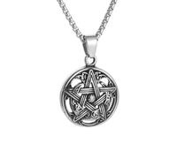 ZIAFRPN Stregoneria Pentagramma Collana per Gli Uomini Ebraico Quattro Lettere Salomone Pendente Rune Amuleto Gioielli