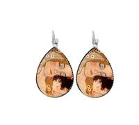 ZIAFRPN SUTEYI Pittura Classica Orecchini a Goccia Gioielli Gustav Klimt Il Bacio Immagine Cupola di Vetro Acqua Goccia Orecchini Donna