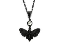 ZIAFRPN Testa di Morte Nera Falce falena Collana, Ali Aperte, Gioielli gotici, inquietante Carino, Insetti Gioielli, Luna Piena, Regalo