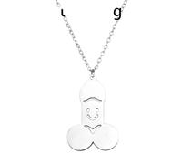 ZIAFRPN Trend Pene Preservativo Collana per Le Donne degli Uomini Divertente Carino KPOP Acciaio Sorridente Viso Pendente Maglione Catena Coppia Gioielli