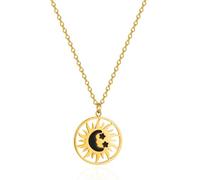 ZIAFRPN Trendy Staless Collana Pendente in Acciaio per Le Donne Creativo Semplice Sole Luna Personalizzato Gioielli Regalo