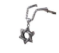 ZIAFRPN Trendy Star Ciondolo Collana Uomini Donne Israele Ebraico Stella di David Croce Catena Judaica Charm Choker Gioielli Regali
