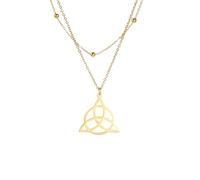 ZIAFRPN Triquetra Simbolo Doppio Strato Collana La Santissima Trinità Irlandese Strega Nodo Amuleto di Protezione Amore Onore Regalo