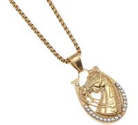 ZIAFRPN Unisex Collana Gotica Hip Hop Lucido Ghiaccio Cristallo Testa di Cavallo Pendente Collana per Uomini e Donne Moda Zodiaco Rock Party Gioielli congratulazioni Regali