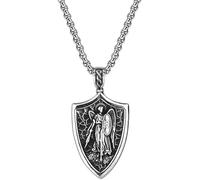 ZIAFRPN Vintage 316L Angelo Scudo Santo Ciondolo Collana per Gli Uomini Moda Croce Ala Collane Amuleto Gioielli congratulazioni Regali