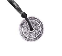 ZIAFRPN Vintage Colore Argento Bagua Collana Moneta Rotonda a Forma di Ciondolo inciso amuleto taoista Simbolo di Fortuna e buona Fortuna
